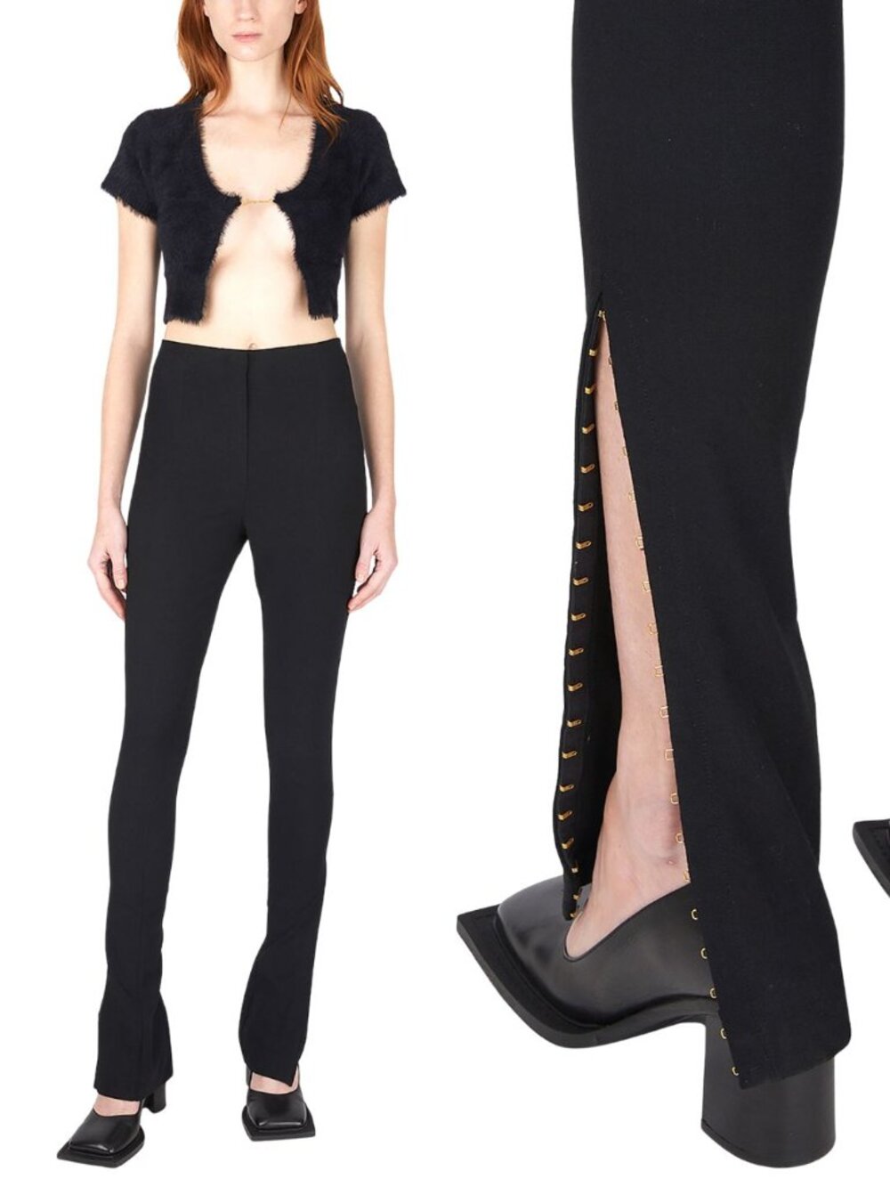 Jacquemus La Montagne Le Pantalon Obiou Black Hook-and-Eye Slit Pants IT 38